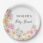 Baby in Bloom Spring Floral Girl Babydusche Pappteller (Vorderseite)