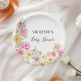 Baby in Bloom Spring Floral Girl Babydusche Pappteller