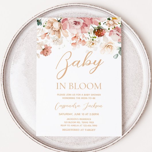 Baby in Bloom Spring Wildblume Babydusche Einladung
