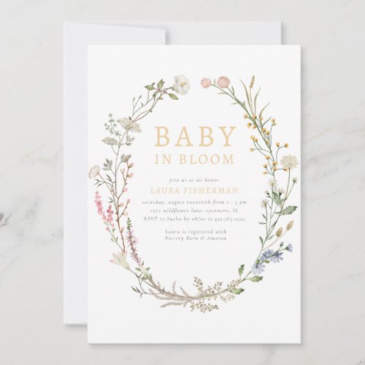 Baby in Bloom Spring Wildblume Bloral Baby Dusche Einladung (Vorderseite)