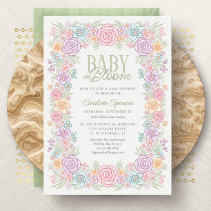 Baby in Bloom Spring Wildblume Kinderdusche Einladung