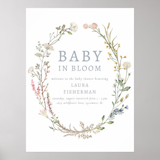 Baby in Bloom Spring Wildblume Willkommenspender Poster (Vorne)