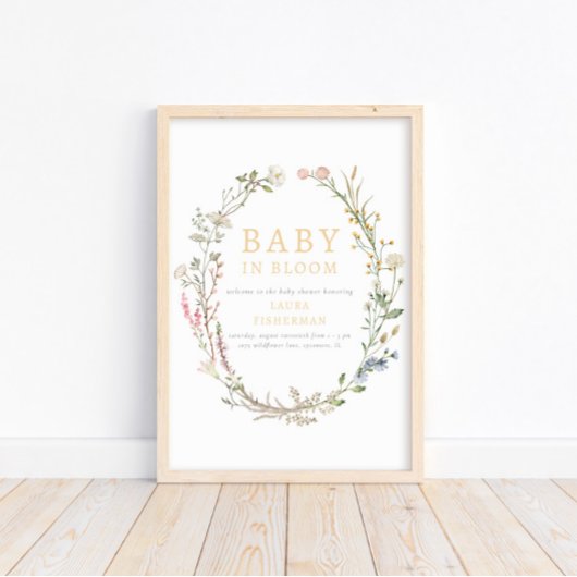 Baby in Bloom Spring Wildblume Willkommenspender Poster