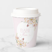Baby in Bloom Stilvolle Blütenpink Babydusche Pappbecher (Vorderseite)