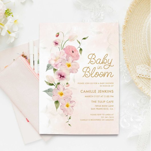 Baby in Bloom Summer Floral Baby Dusche Einladung
