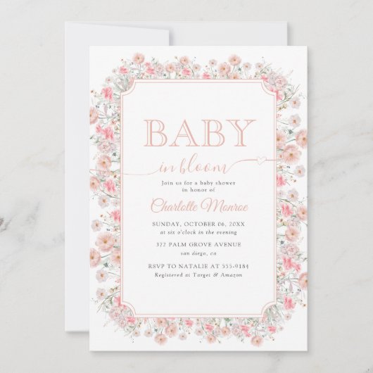 Baby in Bloom Summer Wildflower Meadow Baby Shower Einladung (Vorderseite)