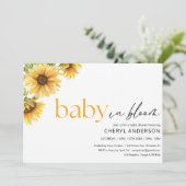 Baby in Bloom Sunflower Baby Dusche Party Einladung (Stehend Vorderseite)