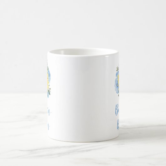 Baby in Bloom Sunflower Dusty Blue Floral Kaffeetasse (Mittel)
