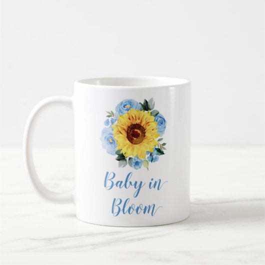 Baby in Bloom Sunflower Dusty Blue Floral Kaffeetasse (Links)