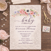 Baby in Bloom Süße Florale Babyparty-Einladung