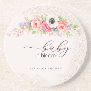 Baby in Bloom Süße Florale Babyparty Getränkeuntersetzer