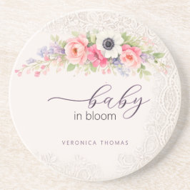 Baby in Bloom Sweet Floral Baby Shower Getränkeuntersetzer