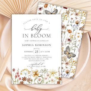 Baby in Bloom Terracotta Wildblume Babydusche Einladung