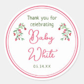 Baby in Bloom Vielen Dank für Ihr Jubiläum Runder Aufkleber (Vorderseite)