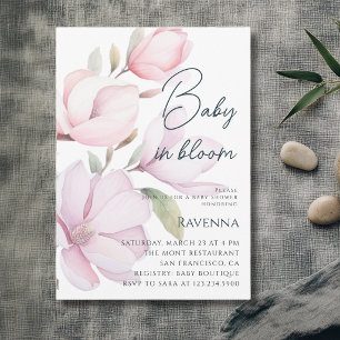 Baby in Bloom Vornehme Magnolie Blumen Baby Shower Einladung