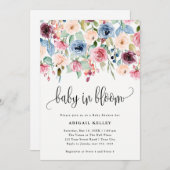 Baby in Bloom Wasserfarbe Blume Border Baby Dusche Einladung (Vorne/Hinten)