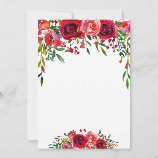 Baby in Bloom Wasserfarbe Blumendusche Einladung (Rückseite)