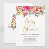 Baby in Bloom Wasserfarbe Fall Bloral Baby Dusche Einladung (Vorne/Hinten)