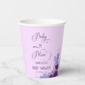 Baby in Bloom Wasserfarbe Lila Blume Kinderdusche Pappbecher (Vorderseite)