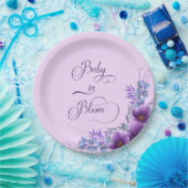 Baby in Bloom Wasserfarbe Lila Blume Kinderdusche Pappteller (Party)