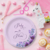 Baby in Bloom Wasserfarbe Lila Blume Kinderdusche Pappteller (Party)