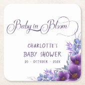 Baby in Bloom Wasserfarbe Lila Blume Kinderdusche Rechteckiger Pappuntersetzer (Vorderseite)