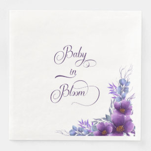 Baby In Bloom Wasserfarbe Lila Blumen Baby Shower Serviette