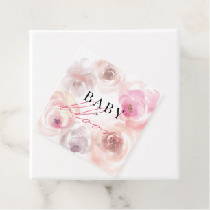 Baby in Bloom Wasserfarbe Rose Kinderdusche Geschenkanhänger