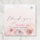 Baby in Bloom Wasserfarbe Rose Kinderdusche Geschenkanhänger (Rückseite)