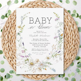 Baby in Bloom Wasserfarbe Wildblume Kinderdusche Einladung