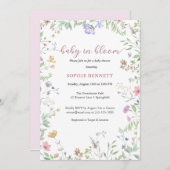 Baby in Bloom Wasserfarben Einladung (Vorne/Hinten)