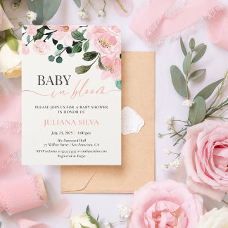 Baby in Bloom Wasserfarbenblume Mädchen Kinderdusc Einladung