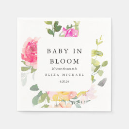 Baby in Bloom Watercolor Bloral Baby Dusche Weiß Serviette