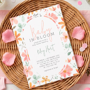 Baby in Bloom Watercolor Blume Girl Baby Dusche Einladung