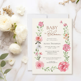 Baby in Bloom Watercolor Blume Kinderdusche Einladung