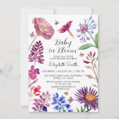 Baby in Bloom Watercolor Blume Kinderdusche Einladung (Vorderseite)