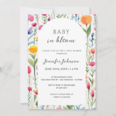 Baby in Bloom Watercolor Blume Kinderdusche Einladung (Vorderseite)