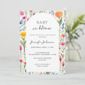 Baby in Bloom Watercolor Blume Kinderdusche Einladung (Stehend Vorderseite)