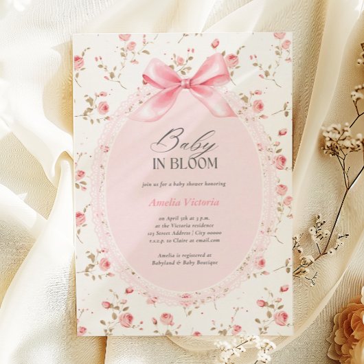 Baby in Bloom Watercolor Blumenknecht Babydusche Einladung