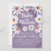 Baby in Bloom Watercolor Daisies and Butterfly Einladung (Vorderseite)