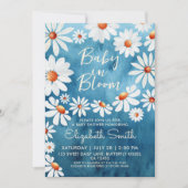 Baby in Bloom Watercolor Daisies Blue Einladung (Vorderseite)