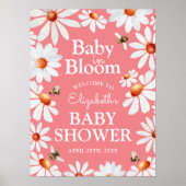 Baby in Bloom Watercolor Daisies & Bumblebee Poste Poster (Vorne)