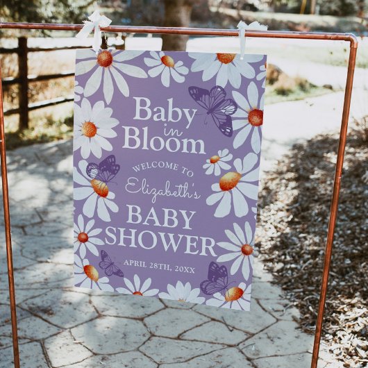 Baby in Bloom Watercolor Daisies & Butterfly Poster