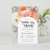 Baby in Bloom Watercolor Floral Baby Dusche Einladung (Stehend Vorderseite)