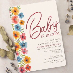 Baby in Bloom Watercolor Floral Baby Dusche Einladung