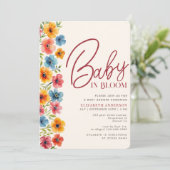 Baby in Bloom Watercolor Floral Baby Dusche Einladung (Stehend Vorderseite)