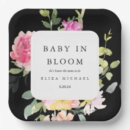 Baby in Bloom Watercolor Floral Baby Dusche Pappteller