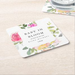 Baby in Bloom Watercolor Floral Baby Dusche Rechteckiger Pappuntersetzer