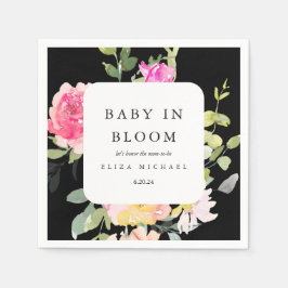 Baby in Bloom Watercolor Floral Baby Showroom Blac Serviette