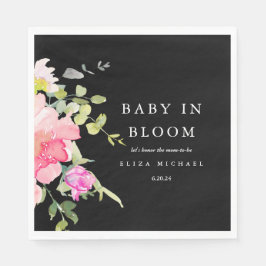 Baby in Bloom Watercolor Floral Baby Showroom Blac Serviette